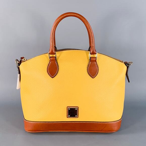DOONEY BOURKE Brown Mustard Pebble Grain Leather Handbag - Picture 1 of 10